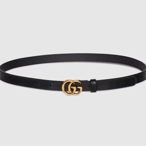 Gucci Black Leather Belt with Gold Buckle